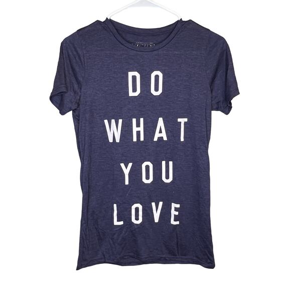Do What You Love Love What You Do Short Sleeve Shirt Crew Neck Top XS Blue White - Picture 2 of 7